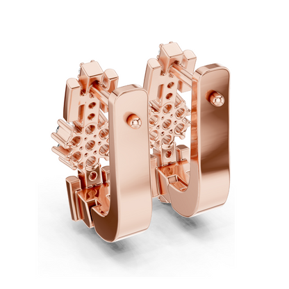 0.296 CT Lab Diamond Snowflake Earrings | Round Brilliant Cut | 10KT, 14KT, 18KT Gold & 925 Silver | Rose, Yellow, White Gold | Luxury Fine Jewelry