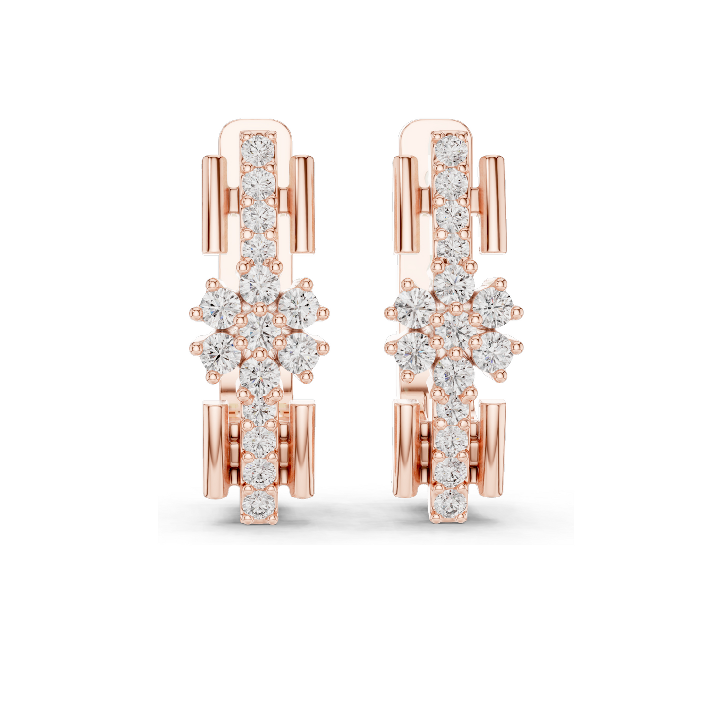 0.296 CT Lab Diamond Snowflake Earrings | Round Brilliant Cut | 10KT, 14KT, 18KT Gold & 925 Silver | Rose, Yellow, White Gold | Luxury Fine Jewelry