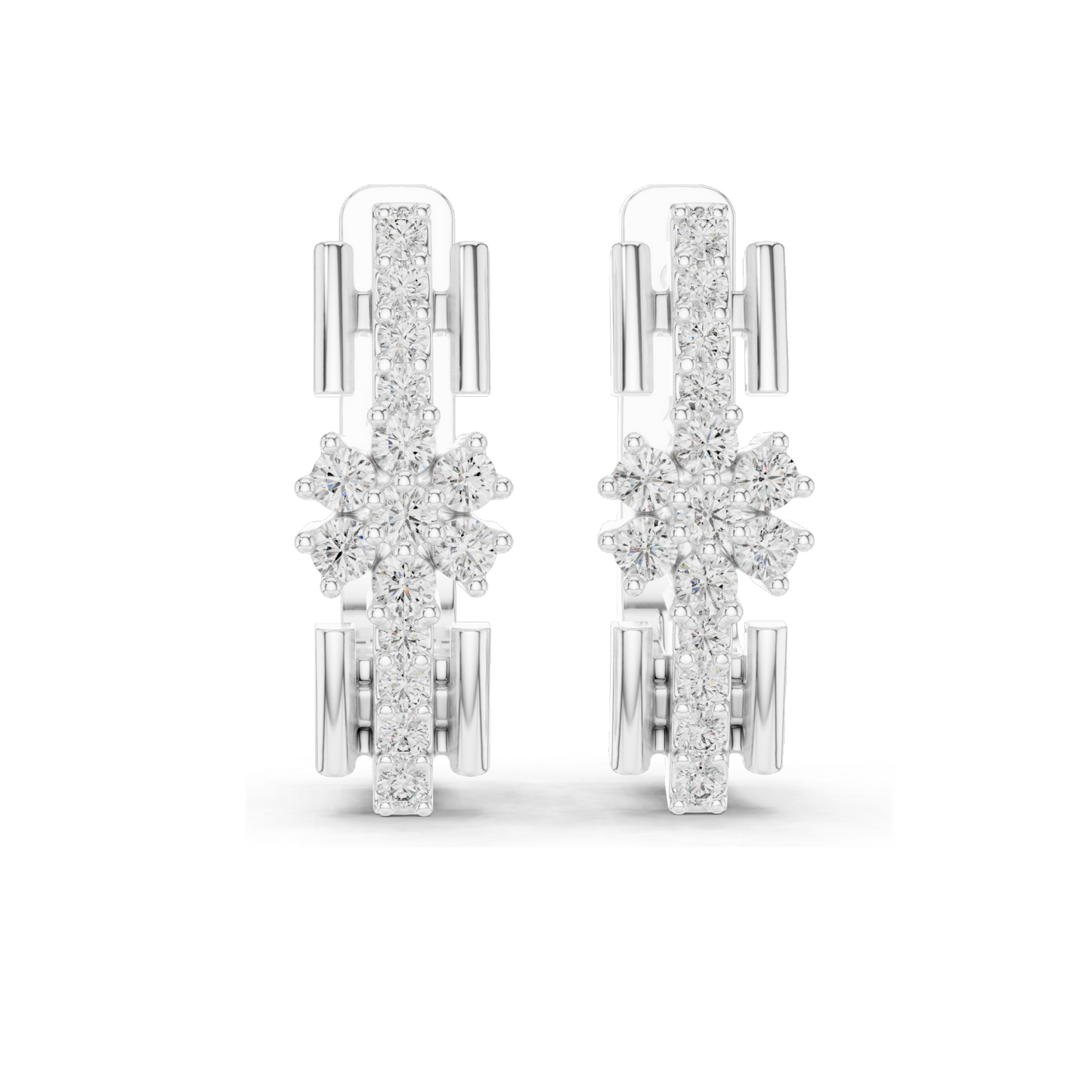 0.296 CT Lab Diamond Snowflake Earrings | Round Brilliant Cut | 10KT, 14KT, 18KT Gold & 925 Silver | Rose, Yellow, White Gold | Luxury Fine Jewelry