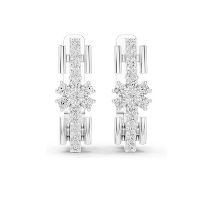 0.296 CT Lab Diamond Snowflake Earrings | Round Brilliant Cut | 10KT, 14KT, 18KT Gold & 925 Silver | Rose, Yellow, White Gold | Luxury Fine Jewelry