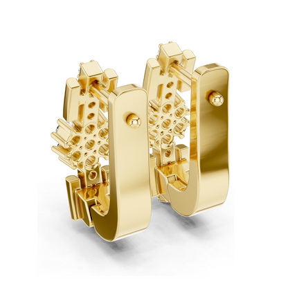0.296 CT Lab Diamond Snowflake Earrings | Round Brilliant Cut | 10KT, 14KT, 18KT Gold & 925 Silver | Rose, Yellow, White Gold | Luxury Fine Jewelry