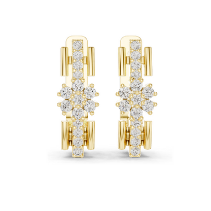 0.296 CT Lab Diamond Snowflake Earrings | Round Brilliant Cut | 10KT, 14KT, 18KT Gold & 925 Silver | Rose, Yellow, White Gold | Luxury Fine Jewelry