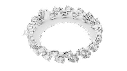 26.52 CT Lab Diamond Double Row Tennis Bracelet | Pear & Round Cut | 10KT, 14KT, 18KT Gold & 925 Silver | Rose, Yellow, White Gold | Luxury Statement Bracelet