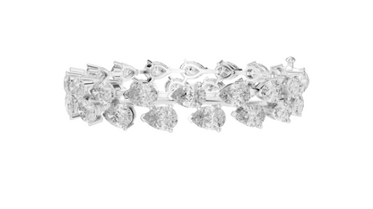 26.52 CT Lab Diamond Double Row Tennis Bracelet | Pear & Round Cut | 10KT, 14KT, 18KT Gold & 925 Silver | Rose, Yellow, White Gold | Luxury Statement Bracelet