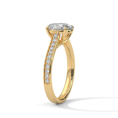 Oval Lab Diamond Engagement Ring with Pave Band – 2ct VVS Clarity – Solid Rose, Yellow, or White Gold – Elegant Bridal Ring