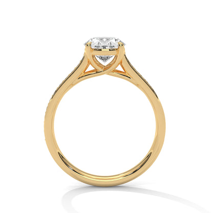 Oval Lab Diamond Engagement Ring with Pave Band – 2ct VVS Clarity – Solid Rose, Yellow, or White Gold – Elegant Bridal Ring