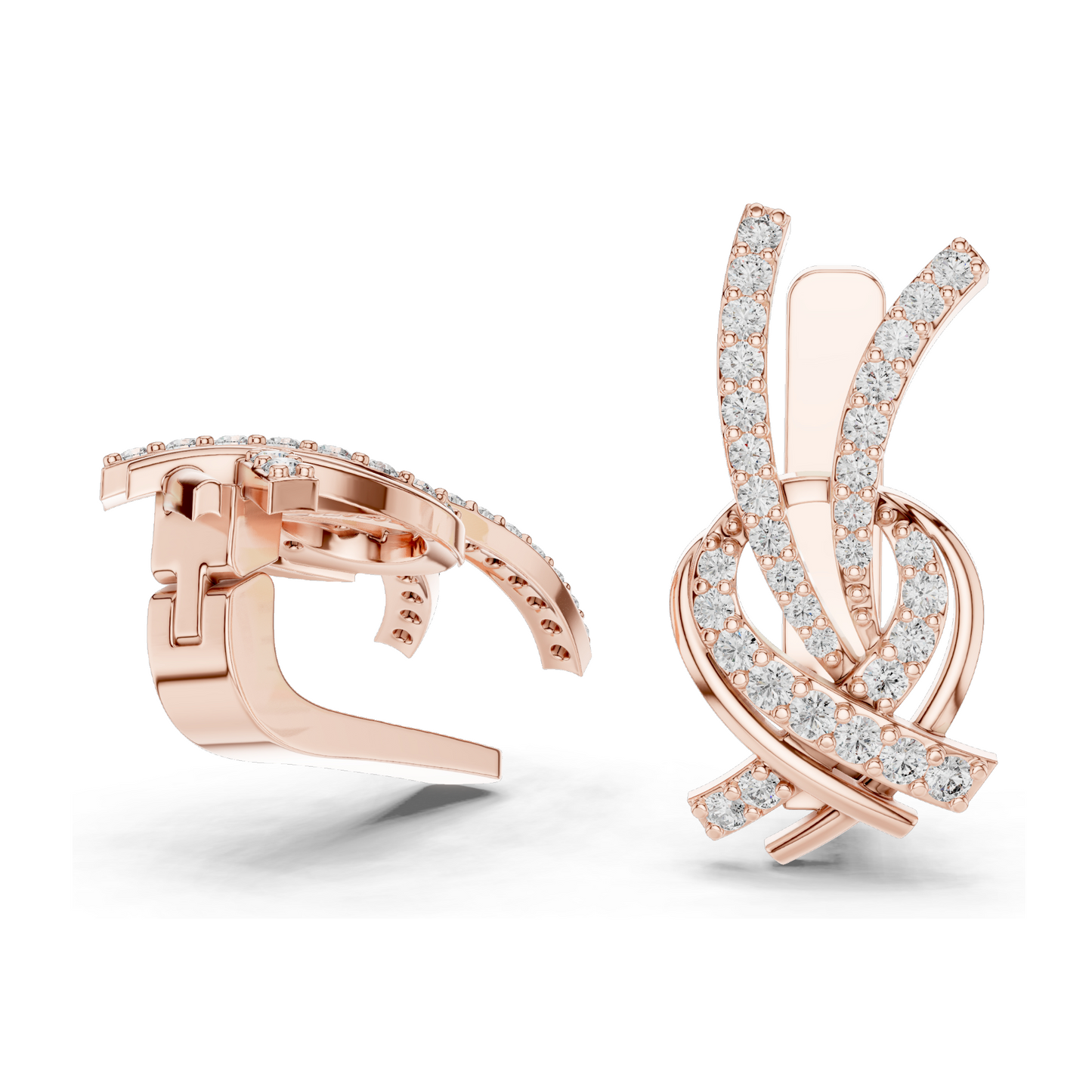 0.512 CT Lab Grown Diamond Crossover Earrings | Round Brilliant Cut | 18KT, 14KT, 10KT Gold & 925 Silver with Moissanite | White, Yellow, Rose Gold Options