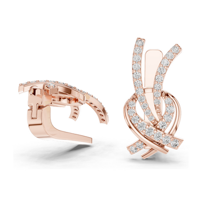 0.512 CT Lab Grown Diamond Crossover Earrings | Round Brilliant Cut | 18KT, 14KT, 10KT Gold & 925 Silver with Moissanite | White, Yellow, Rose Gold Options