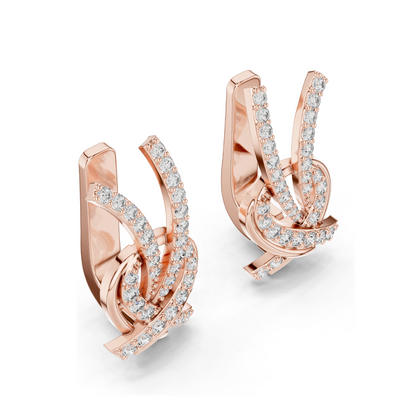 0.512 CT Lab Grown Diamond Crossover Earrings | Round Brilliant Cut | 18KT, 14KT, 10KT Gold & 925 Silver with Moissanite | White, Yellow, Rose Gold Options