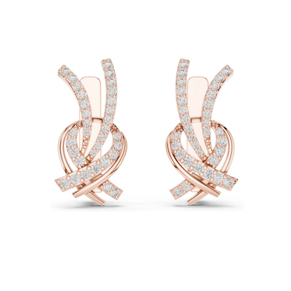 0.512 CT Lab Grown Diamond Crossover Earrings | Round Brilliant Cut | 18KT, 14KT, 10KT Gold & 925 Silver with Moissanite | White, Yellow, Rose Gold Options