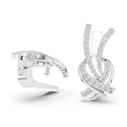 0.512 CT Lab Grown Diamond Crossover Earrings | Round Brilliant Cut | 18KT, 14KT, 10KT Gold & 925 Silver with Moissanite | White, Yellow, Rose Gold Options