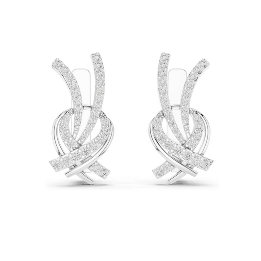 0.512 CT Lab Grown Diamond Crossover Earrings | Round Brilliant Cut | 18KT, 14KT, 10KT Gold & 925 Silver with Moissanite | White, Yellow, Rose Gold Options