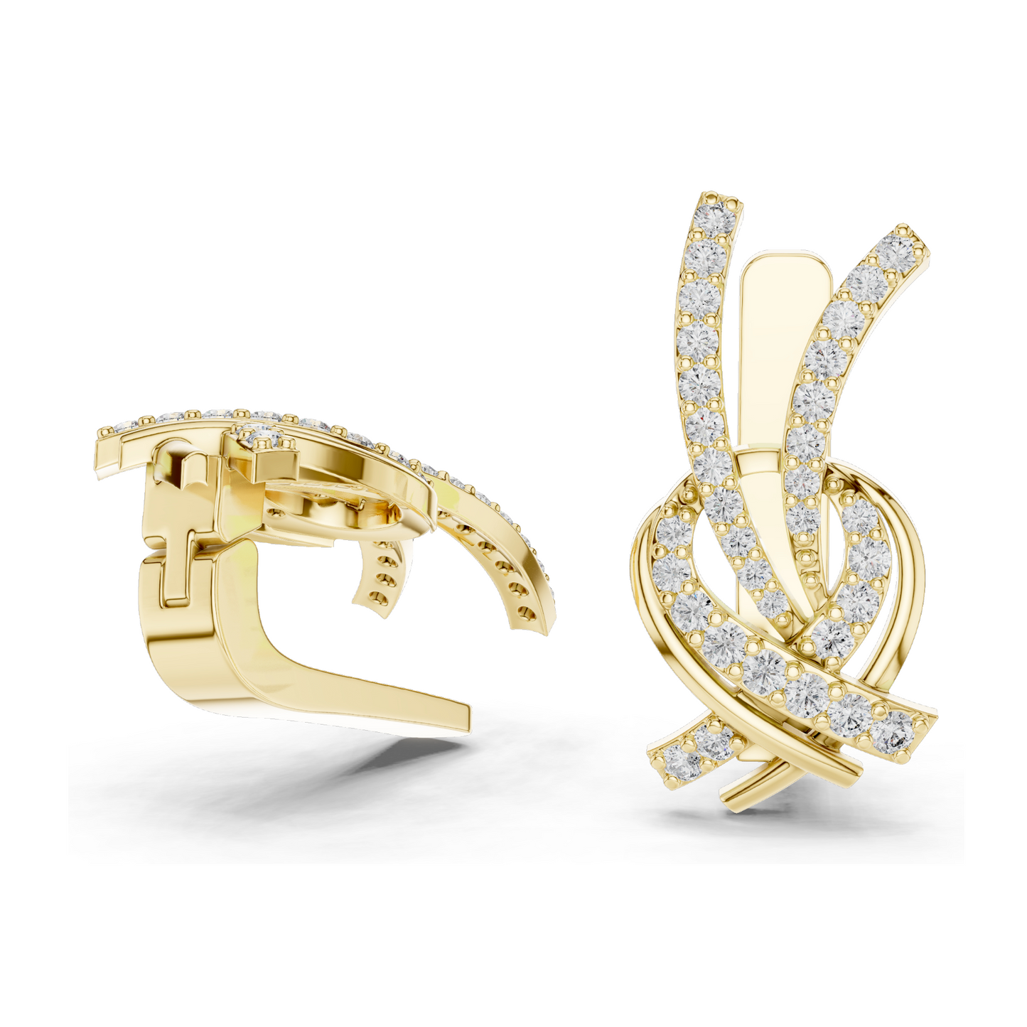 0.512 CT Lab Grown Diamond Crossover Earrings | Round Brilliant Cut | 18KT, 14KT, 10KT Gold & 925 Silver with Moissanite | White, Yellow, Rose Gold Options