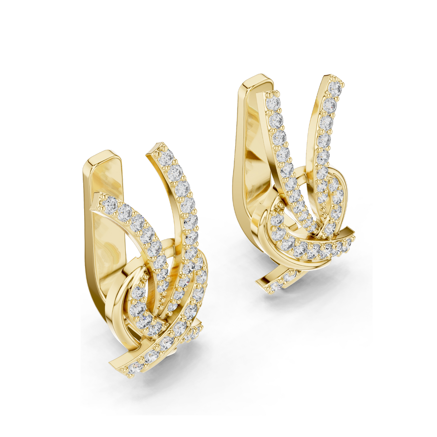 0.512 CT Lab Grown Diamond Crossover Earrings | Round Brilliant Cut | 18KT, 14KT, 10KT Gold & 925 Silver with Moissanite | White, Yellow, Rose Gold Options