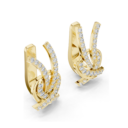0.512 CT Lab Grown Diamond Crossover Earrings | Round Brilliant Cut | 18KT, 14KT, 10KT Gold & 925 Silver with Moissanite | White, Yellow, Rose Gold Options