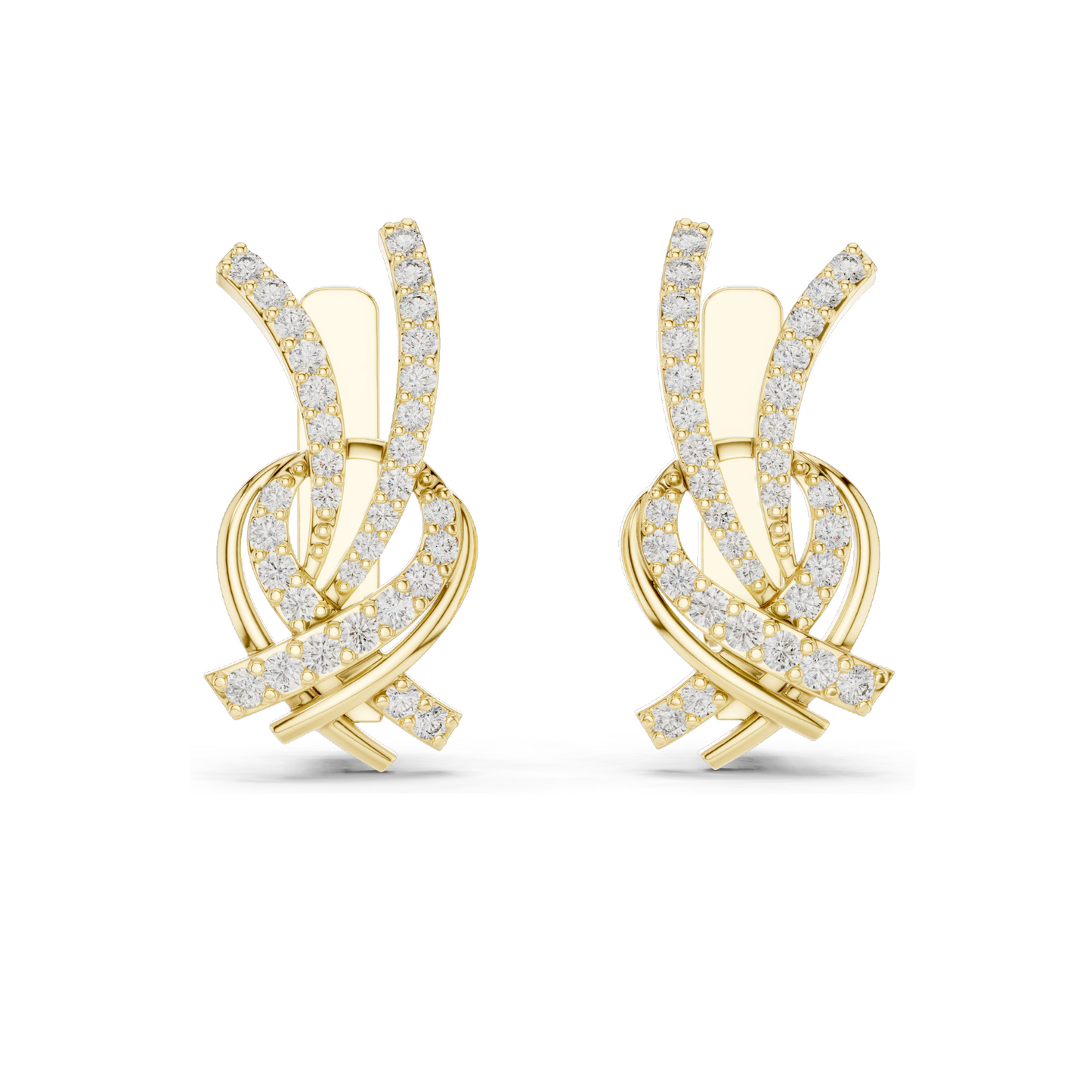 0.512 CT Lab Grown Diamond Crossover Earrings | Round Brilliant Cut | 18KT, 14KT, 10KT Gold & 925 Silver with Moissanite | White, Yellow, Rose Gold Options