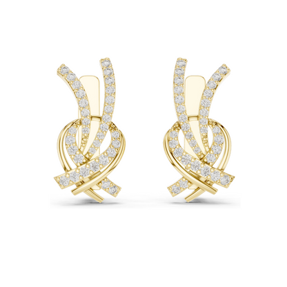 0.512 CT Lab Grown Diamond Crossover Earrings | Round Brilliant Cut | 18KT, 14KT, 10KT Gold & 925 Silver with Moissanite | White, Yellow, Rose Gold Options