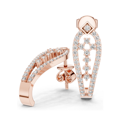 0.502 CT Lab Diamond Designer Drop Earrings | Round Brilliant Cut | 18KT, 14KT, 10KT Gold & 925 Silver | Rose, Yellow, White Gold | Luxury Statement Ear Jewelry