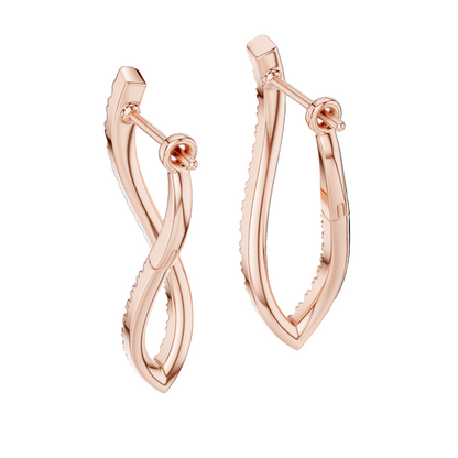 0.808 CT Diamond Infinity Twist Earrings | VVS-VS EF Clarity | 18KT, 14KT, 10KT Gold & 925 Silver | Rose, Yellow, White Gold & Moissanite Options