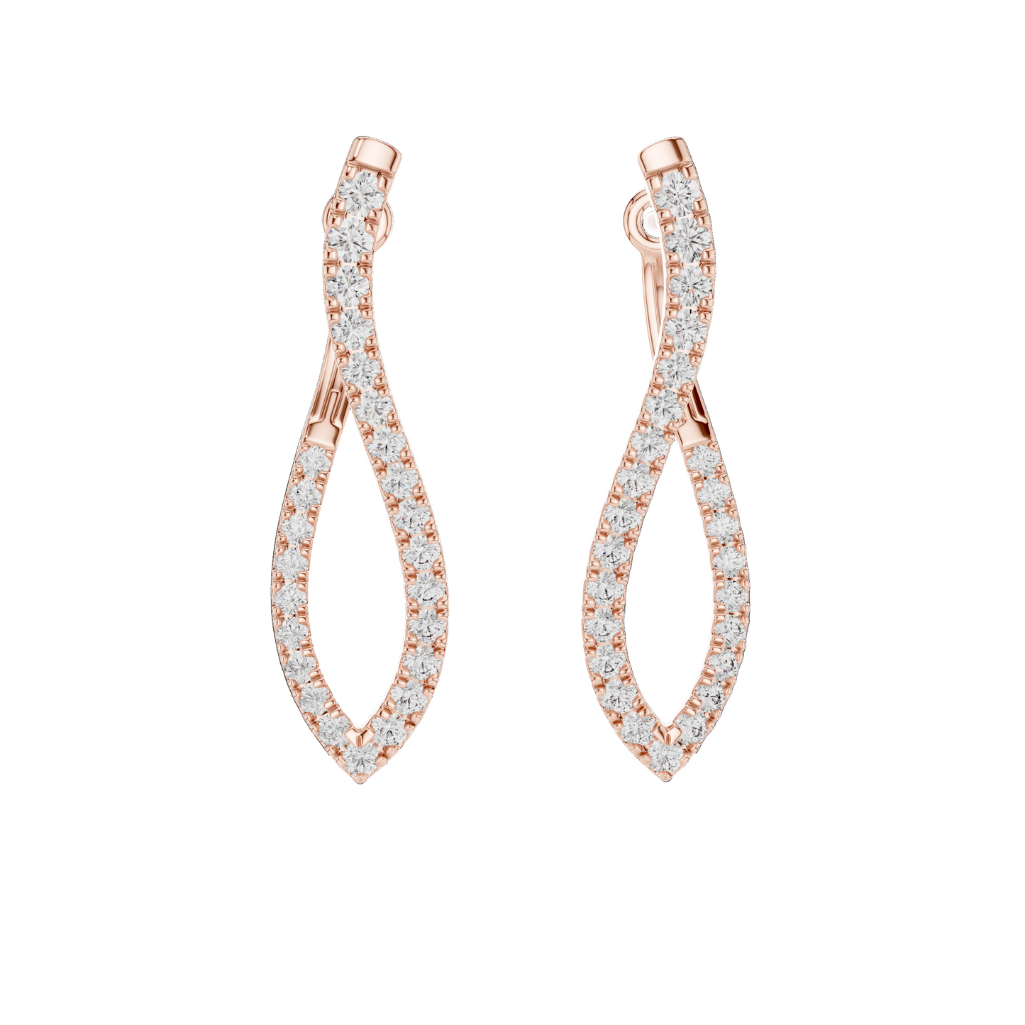 0.808 CT Diamond Infinity Twist Earrings | VVS-VS EF Clarity | 18KT, 14KT, 10KT Gold & 925 Silver | Rose, Yellow, White Gold & Moissanite Options
