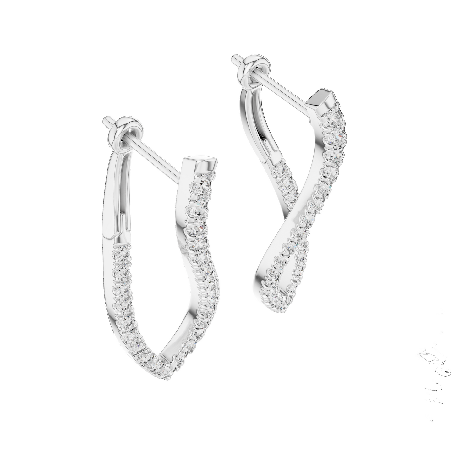 0.808 CT Diamond Infinity Twist Earrings | VVS-VS EF Clarity | 18KT, 14KT, 10KT Gold & 925 Silver | Rose, Yellow, White Gold & Moissanite Options