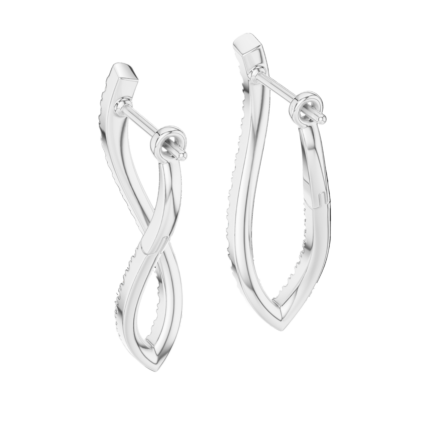 0.808 CT Diamond Infinity Twist Earrings | VVS-VS EF Clarity | 18KT, 14KT, 10KT Gold & 925 Silver | Rose, Yellow, White Gold & Moissanite Options