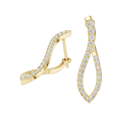 0.808 CT Diamond Infinity Twist Earrings | VVS-VS EF Clarity | 18KT, 14KT, 10KT Gold & 925 Silver | Rose, Yellow, White Gold & Moissanite Options
