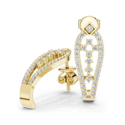 0.502 CT Lab Diamond Designer Drop Earrings | Round Brilliant Cut | 18KT, 14KT, 10KT Gold & 925 Silver | Rose, Yellow, White Gold | Luxury Statement Ear Jewelry