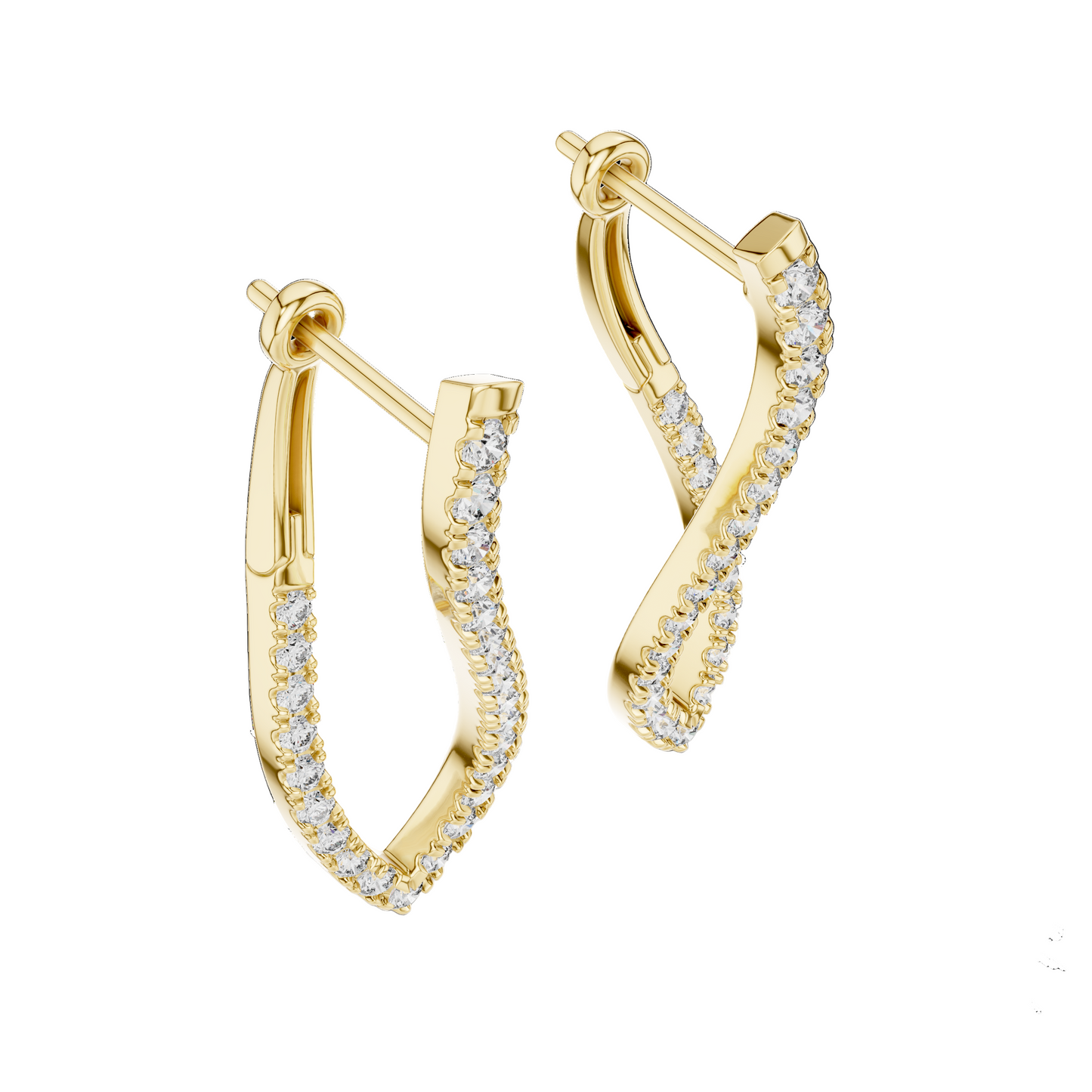 0.808 CT Diamond Infinity Twist Earrings | VVS-VS EF Clarity | 18KT, 14KT, 10KT Gold & 925 Silver | Rose, Yellow, White Gold & Moissanite Options