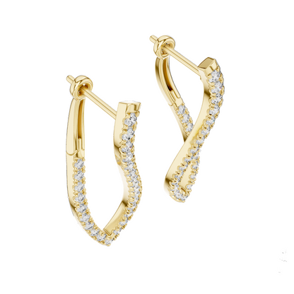0.808 CT Diamond Infinity Twist Earrings | VVS-VS EF Clarity | 18KT, 14KT, 10KT Gold & 925 Silver | Rose, Yellow, White Gold & Moissanite Options