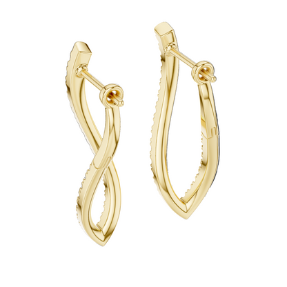 0.808 CT Diamond Infinity Twist Earrings | VVS-VS EF Clarity | 18KT, 14KT, 10KT Gold & 925 Silver | Rose, Yellow, White Gold & Moissanite Options