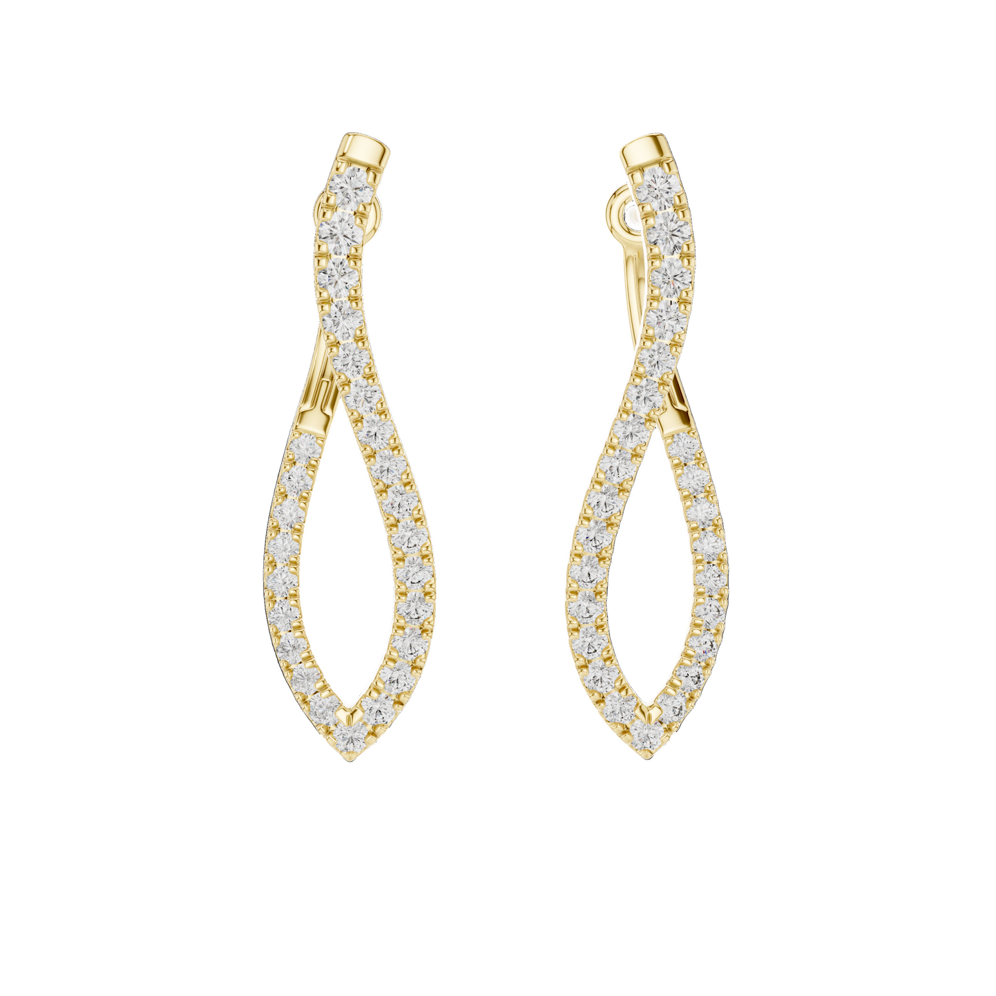 0.808 CT Diamond Infinity Twist Earrings | VVS-VS EF Clarity | 18KT, 14KT, 10KT Gold & 925 Silver | Rose, Yellow, White Gold & Moissanite Options