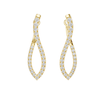 0.808 CT Diamond Infinity Twist Earrings | VVS-VS EF Clarity | 18KT, 14KT, 10KT Gold & 925 Silver | Rose, Yellow, White Gold & Moissanite Options