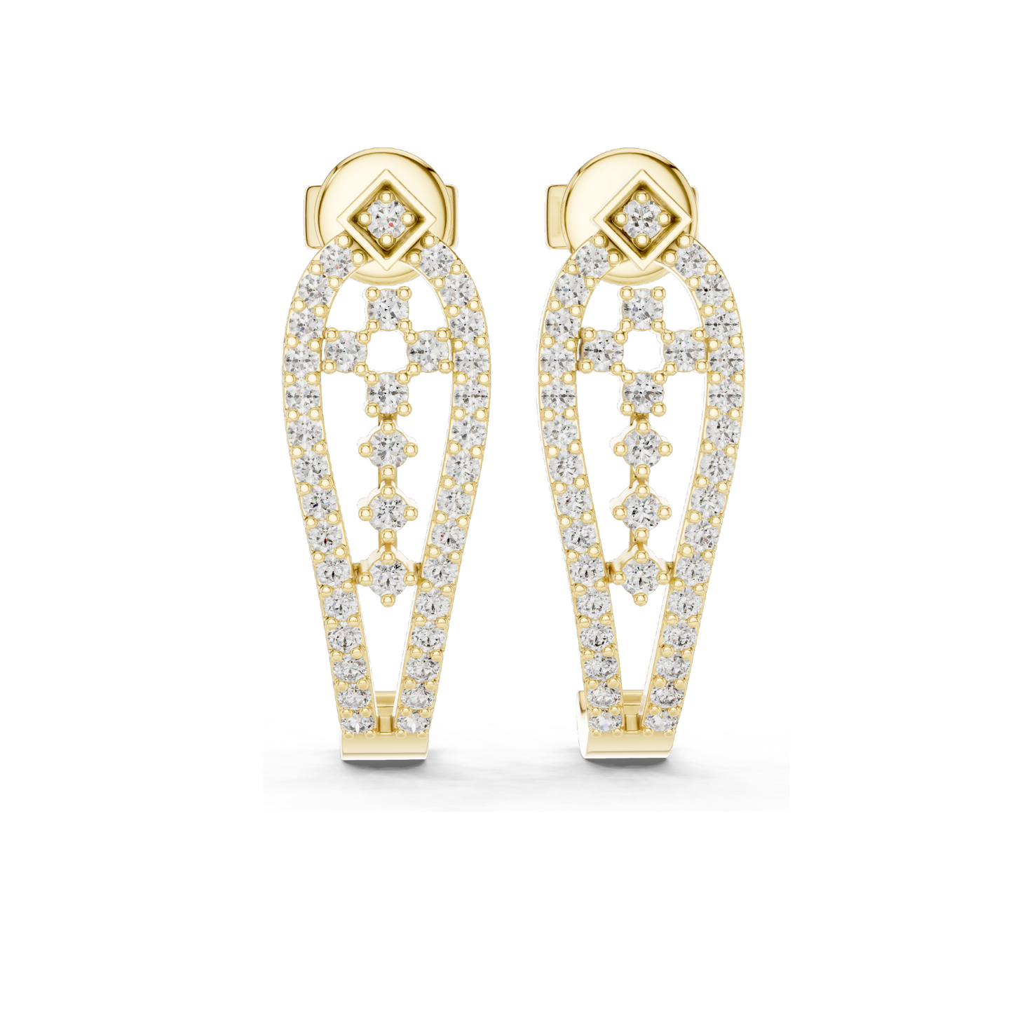 0.502 CT Lab Diamond Designer Drop Earrings | Round Brilliant Cut | 18KT, 14KT, 10KT Gold & 925 Silver | Rose, Yellow, White Gold | Luxury Statement Ear Jewelry