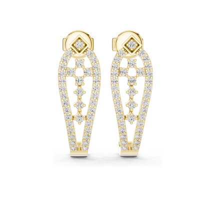 0.502 CT Lab Diamond Designer Drop Earrings | Round Brilliant Cut | 18KT, 14KT, 10KT Gold & 925 Silver | Rose, Yellow, White Gold | Luxury Statement Ear Jewelry