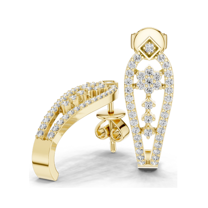 0.55 CT Lab-Created Diamond Earrings | VVS-VS-EF CVD Diamonds | 18KT, 14KT, 10KT Gold & 925 Silver | Moissanite Option | Rose, Yellow, White Gold