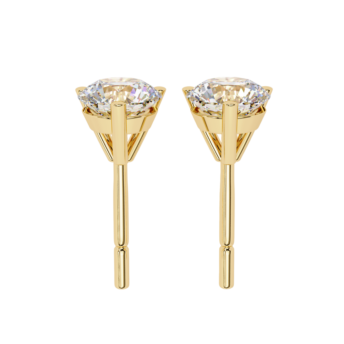 1.50CT Each Lab Diamond Stud Earrings in 14K/18K/10K Gold or Silver | Round Brilliant Cut Solitaire | Classic Three-Prong Setting