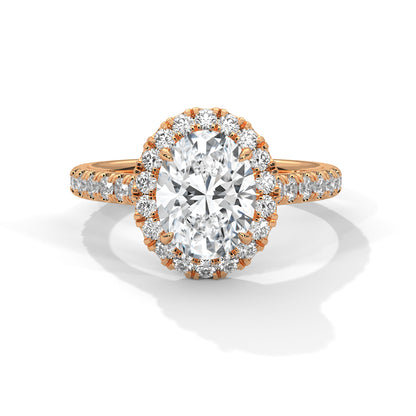 Oval Halo Lab Diamond Engagement Ring | 2ct VVS EF CVD Lab Diamond | Solid Gold Ring | Hidden Halo Ring | Yellow, Rose & White Gold Options