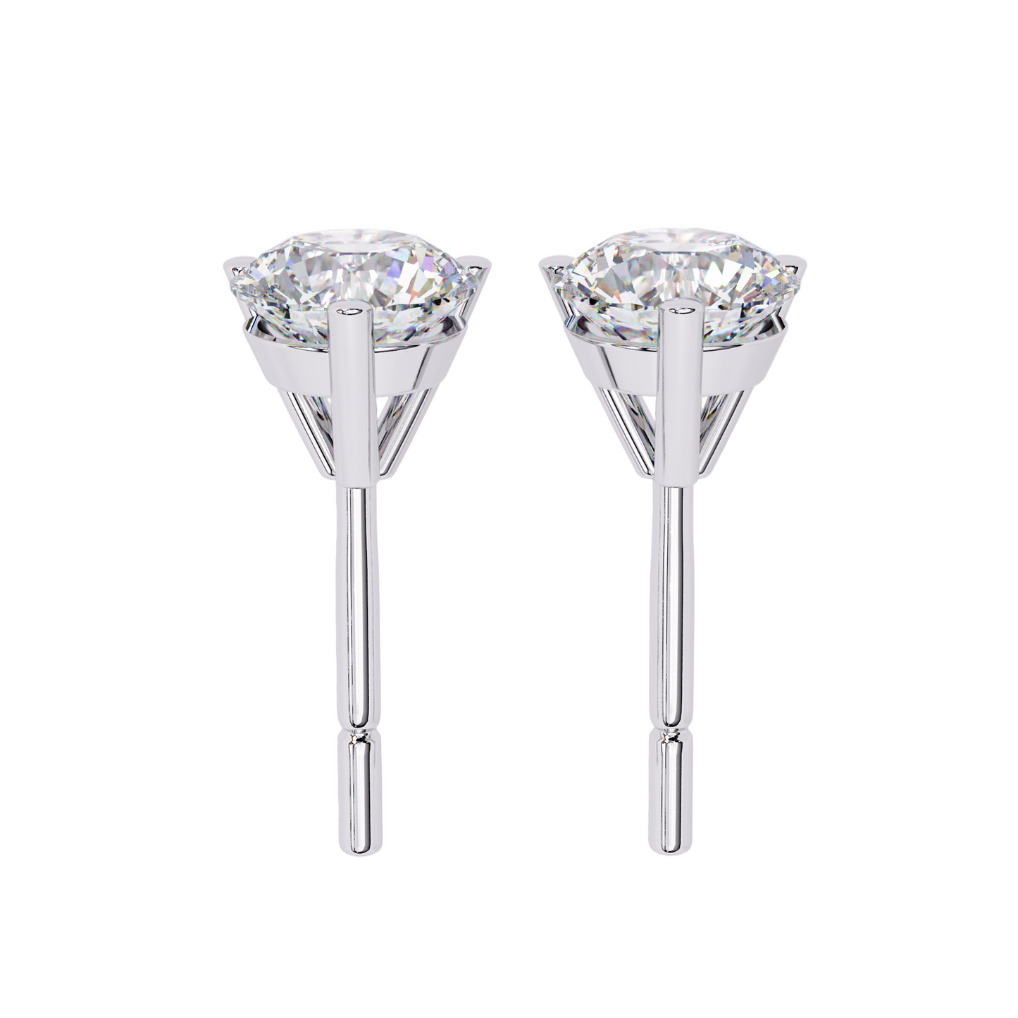 1.50CT Each Lab Diamond Stud Earrings in 14K/18K/10K Gold or Silver | Round Brilliant Cut Solitaire | Classic Three-Prong Setting