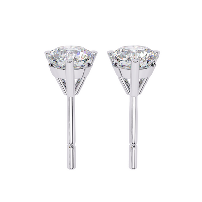 1.50CT Each Lab Diamond Stud Earrings in 14K/18K/10K Gold or Silver | Round Brilliant Cut Solitaire | Classic Three-Prong Setting