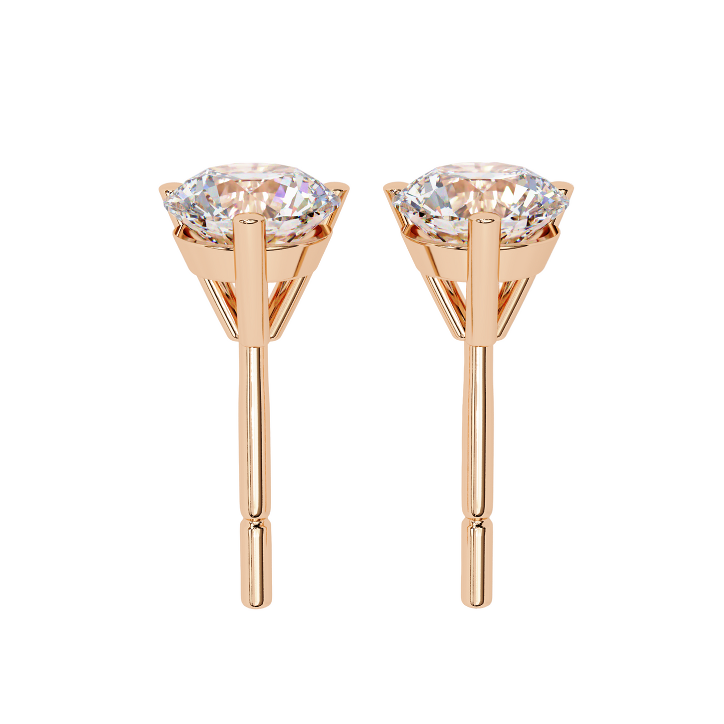 1.50CT Each Lab Diamond Stud Earrings in 14K/18K/10K Gold or Silver | Round Brilliant Cut Solitaire | Classic Three-Prong Setting