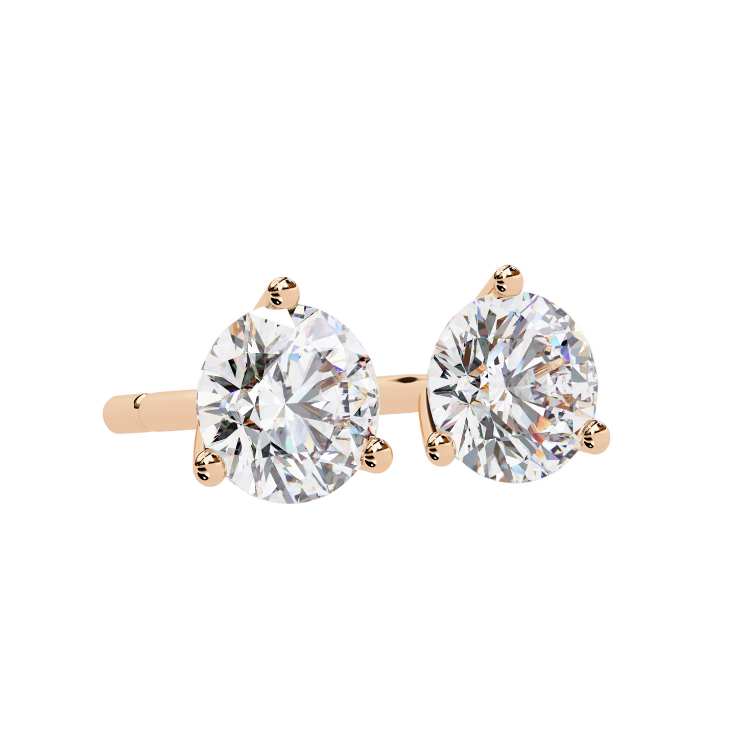 1.50CT Each Lab Diamond Stud Earrings in 14K/18K/10K Gold or Silver | Round Brilliant Cut Solitaire | Classic Three-Prong Setting