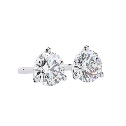 1.50CT Each Lab Diamond Stud Earrings in 14K/18K/10K Gold or Silver | Round Brilliant Cut Solitaire | Classic Three-Prong Setting