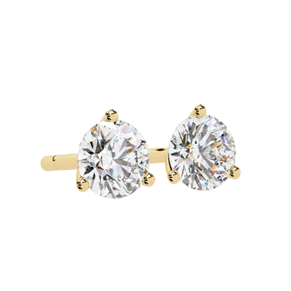 1.50CT Each Lab Diamond Stud Earrings in 14K/18K/10K Gold or Silver | Round Brilliant Cut Solitaire | Classic Three-Prong Setting