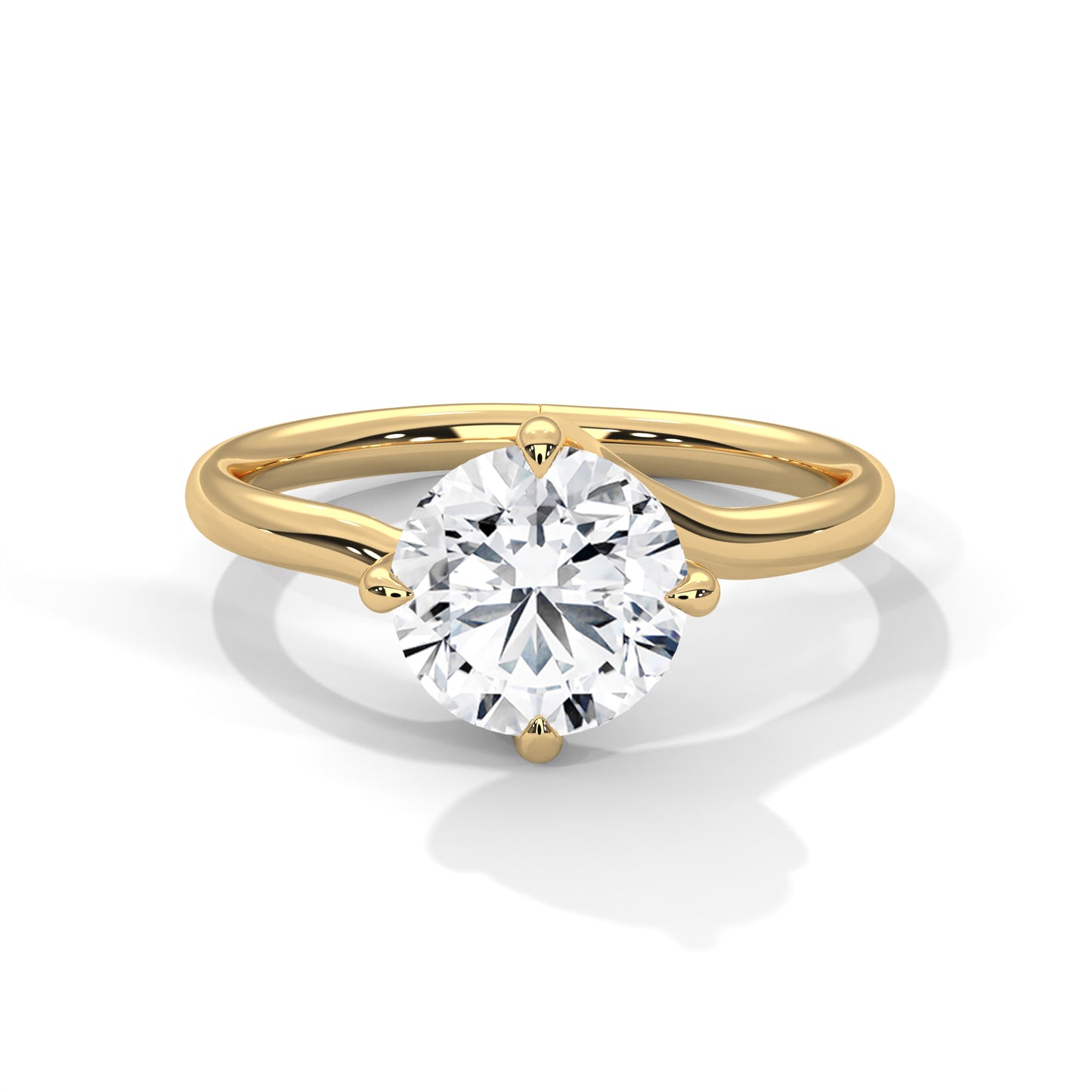 Round Solitaire Diamond Engagement Ring – 10K, 14K, 18K White, Yellow & Rose Gold