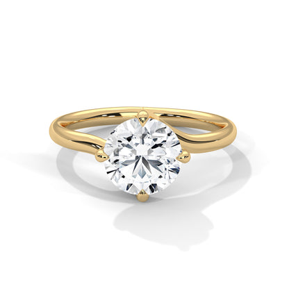 Round Solitaire Diamond Engagement Ring – 10K, 14K, 18K White, Yellow & Rose Gold
