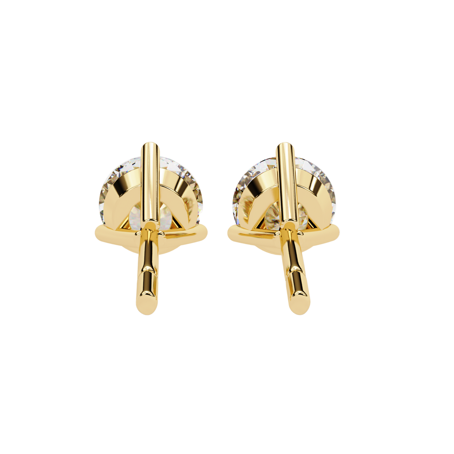 1.50CT Each Lab Diamond Stud Earrings in 14K/18K/10K Gold or Silver | Round Brilliant Cut Solitaire | Classic Three-Prong Setting