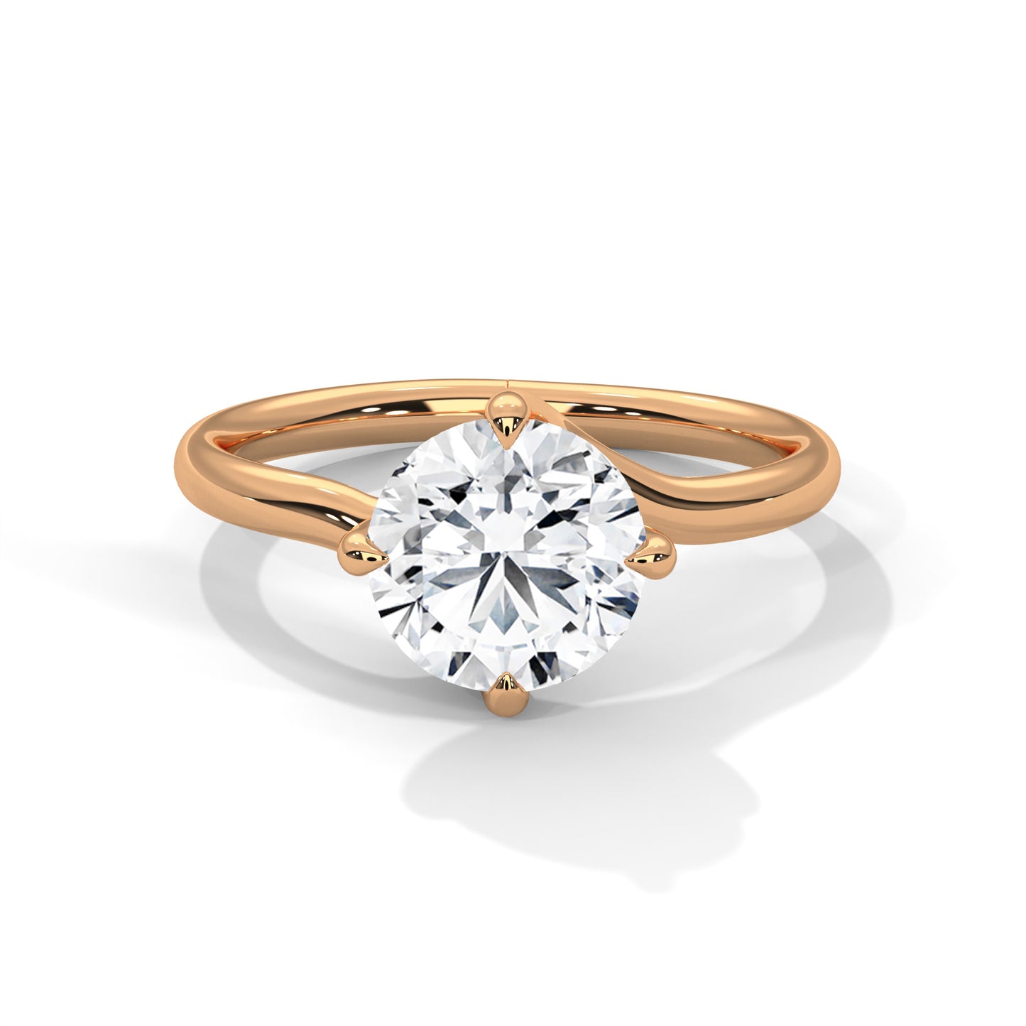 Round Solitaire Diamond Engagement Ring – 10K, 14K, 18K White, Yellow & Rose Gold