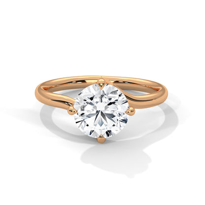 Round Solitaire Diamond Engagement Ring – 10K, 14K, 18K White, Yellow & Rose Gold