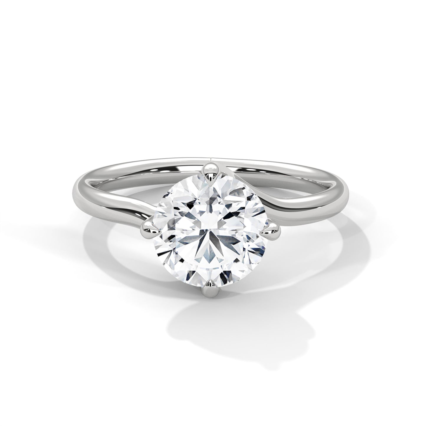 Round Solitaire Diamond Engagement Ring – 10K, 14K, 18K White, Yellow & Rose Gold